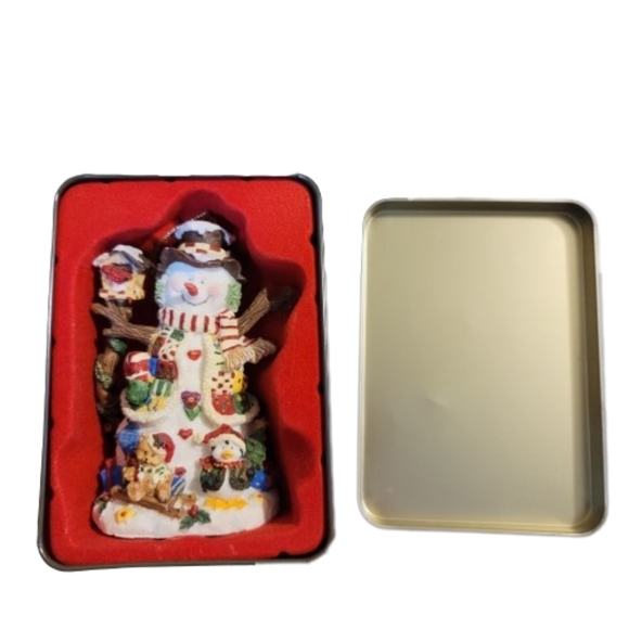 SNOWMAN Grandeur Noel Holiday Ornament With Tin Box Snowman - Picture 3 of 14